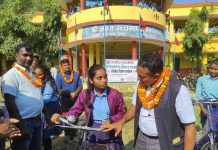 कटहरीयामा १२० छात्रालाई निशुःल्क साइकल वितरण
